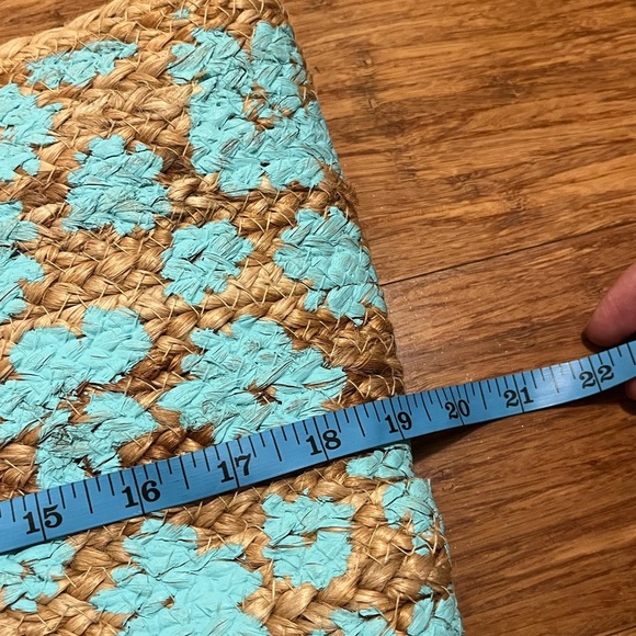 Twigs & Arrow Handmade Jute Hand Painted Oversized Boho Tote Bag w/ Wood Handle - Picture 10 of 10